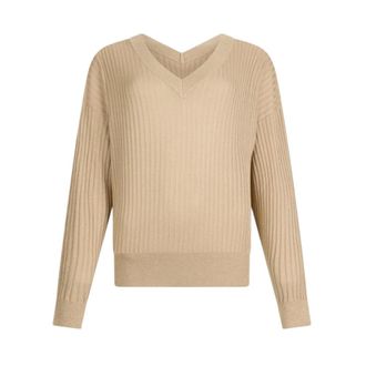 Liu Jo V-neck Knitwear, female, Beige, Size: XS V-neck Knitwear
