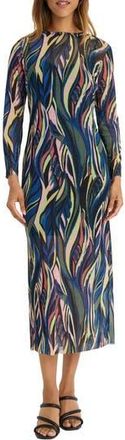 Donna Morgan Long Sleeve Maxi Dress in Blue/Orange at Nordstrom Rack, Size 14