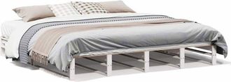 vidaXL Cama Sin Colch&oacute;n Madera Maciza De Pino Blanca 180x200 Cm Vidaxl