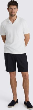 Moss Navy Wool Pleated Shorts