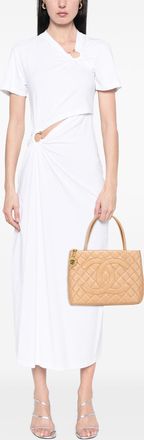 Chanel Pre-owned Womens Medallion Tote Quilted Bag - Peach Leather - One Size