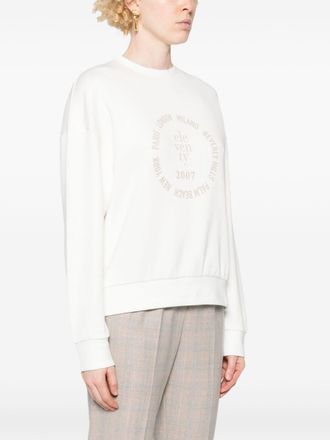 Eleventy Womens Logo-Print Cotton Sweatshirt White Ss24 W