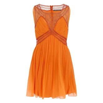 Alberta Ferretti Alberta Ferretti, Short Dresses, female, Orange, Size: XS Short Pleated Dress