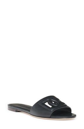 Dolce & Gabbana Bianca Interlock Slide Sandal in Black at Nordstrom, Size 10.5Us