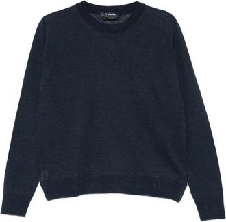 Max Mara Fijngebreide trui met ronde hals - Dames - Truien - Blauw - Maat: XS