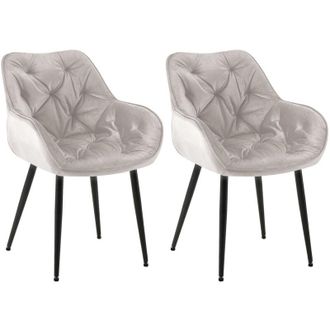 Clp Clp - Set De 2 Sillas De Comedor Tanna En Terciopelo Gris