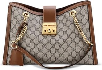 Gucci Padlock Chain GG Coated Canvas with Leather Medium tote bag - Bruin