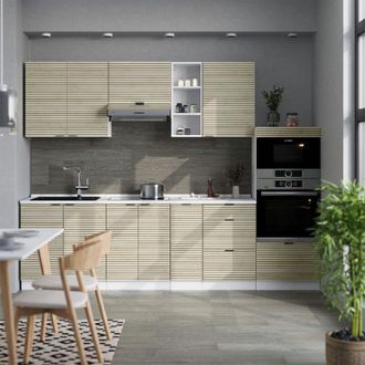 Vicco Mueble De Cocina Fame-line, Panel Roble/blanco, 280 Cm, Et Antracita, Vicco