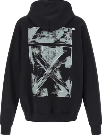 Off-white Logo Embroidered Hoodie - Black