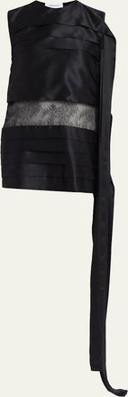 Ferragamo Lace-Inset Tiered Silk Mini Dress