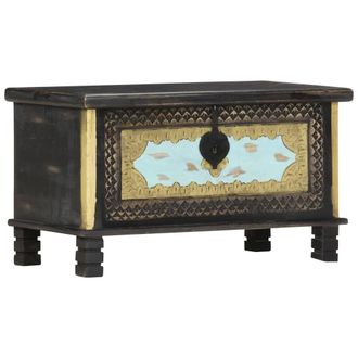 Berkfield Home Storage Chest Black 80x40x45 cm Solid Mango Wood | Size: 80 x 40 x 45 cm