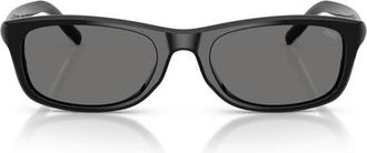 Diesel 54mm Polarized Rectangular Sunglasses in Solid Black /Dark Grey Polar at Nordstrom