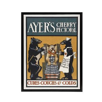 Artery8 Vintage Ayers Cherry Pectoral Ad Framed Canvas Wall Art Print Penfield in Orange | Size: W24 x H32