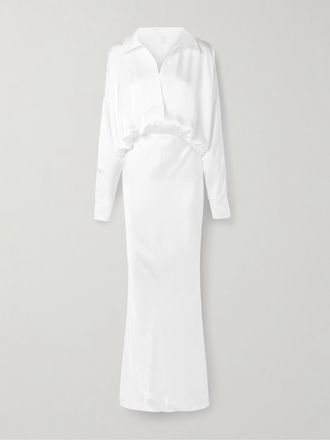 Norma Kamali Abito In Raso Drappeggiato - Bianco