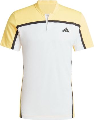 adidas Tennis HEAT.RDY Pro FreeLift Henley Polo Shirt Asia Sizing White Yellow IS8969