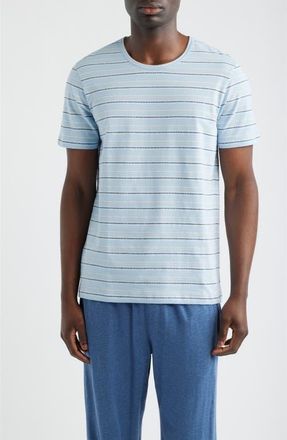 Daniel Buchler Washed Stripe Crewneck Lounge T-Shirt in Sky Stripe at Nordstrom, Size Xx-Large