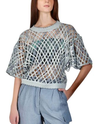 Conditions Apply Crosserio Crop Sweater In Soft Sky
