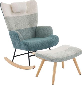 Urban Meuble Mecedora de tela de rizo con patchwork de rayas de colores