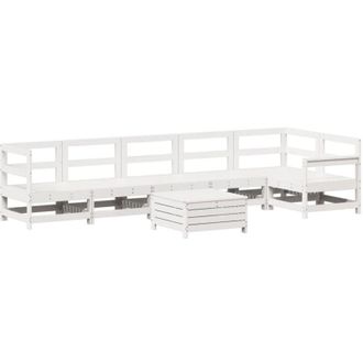 vidaXL Vidaxl - Juego De Sof&aacute;s De Jard&iacute;n 7 Pzas Madera Maciza De Pino Blanco