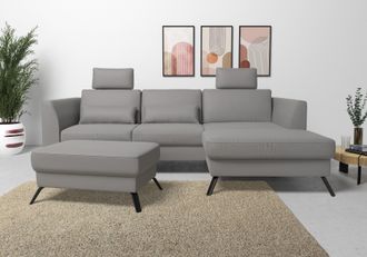 Sit&more Ecksofa »Olsen L-Form« inklusive Sitztiefenverstellung, wahlweise mit Bettfunktion, 15cm hoch