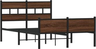 vidaXL Bed Frame without Mattress Brown Oak 120x200 cm Engineered Wood Vidaxl