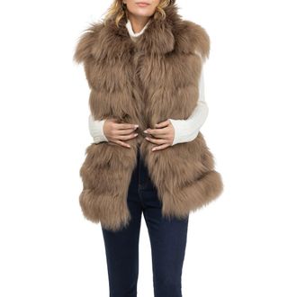 Gorski Genuine Shearling Vest in Camel at Nordstrom, Size X-Small