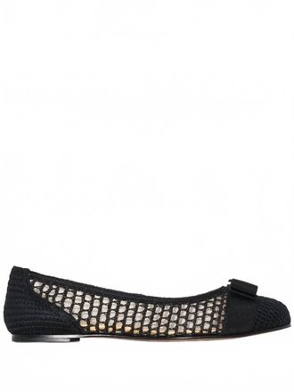 Ferragamo Womens Varina Bow-Embellished Ballerina Shoes In Black