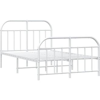 vidaXL Estructura Cama Sin Colch&oacute;n Con Estribo Metal Blanco 120x190 Cm Vidaxl