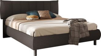 Inosign Polsterbett »HUG, Bettgestell Liegefläche 180x200 cm, Doppelbett,« Kopfteil gepolstert, Bettrahmen gebogen, Stoff Rauchgrau