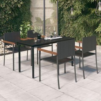 vidaXL Juego De Comedor De Jard&iacute;n 5 Piezas Negro Vidaxl