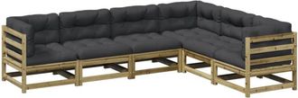 vidaXL Juego De Sof&aacute;s Jard&iacute;n 6 Pzas Con Cojines Madera Pino Impregnada Vidaxl