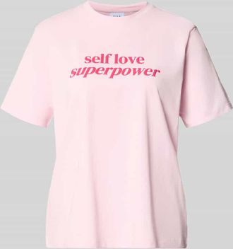 Vila T-Shirt mit geripptem Rundhalsausschnitt Modell NORA in Hellrosa, Gr&ouml;&szlig;e XL