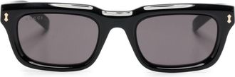 Gucci logo-engraved rectangle-frame sunglasses - unisex - Acetate - 51 - Black