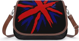Generic Watercolor British Flag Crossbody Bag Womens Handbag PU Message Bags Shoulder Purse with Adjustable Strap