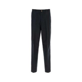 Brunello Cucinelli Brunello Cucinelli, Suit Trousers, male, Black, Size: S Dart-detail Cotton-Linen Panama Pants