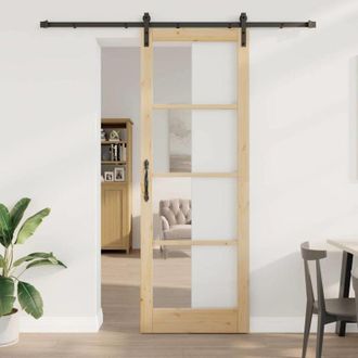 vidaXL Puerta Deslizante Otro Orkdal Marr&oacute;n 83 X 232 Cm Madera Y Metal Vidaxl