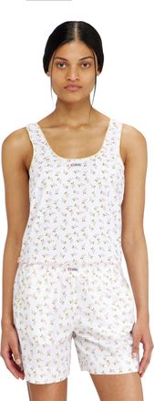 Diesel Stretch cotton top with floral print - Tops - Woman - White