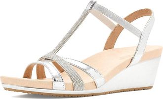 Life Stride Mimosa Strappy Sandals Womens Wedge Shoes Silver : 6.5 W (C), Faux Leather
