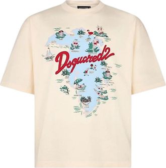Dsquared2 Loose Fit Tee - Heren - T-shirts - Beige - L - Katoen - Tops