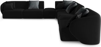 BLOOMINGLOFT 7-Sitzer Design-Ecksofa Chiara Samt ohne Rückenlehne