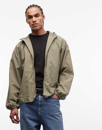 Asos Giacca a vento oversize con cappuccio color salvia-Verde