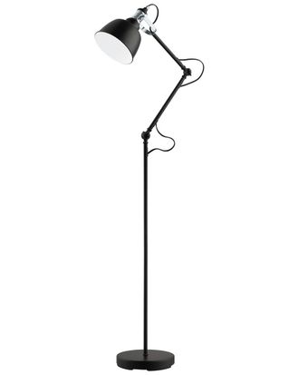 Eglo Eglo Thornford 1 Light Floor Lamp With Black & Chrome Finish With Black With White Interior Shade