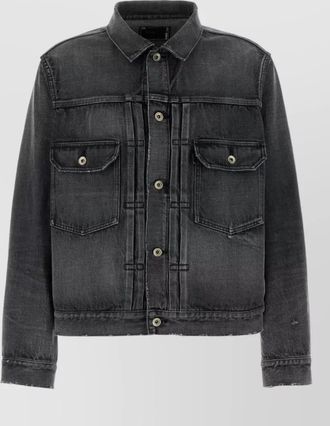 sacai denim jacket featuring chest pockets long sleeves