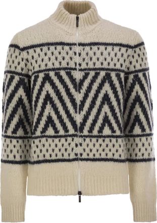 PESERICO zip-up high-neck cardigan - Neutrals