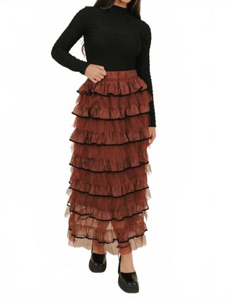 So Me Tulle Ruffled Maxi Skirt In Sepia