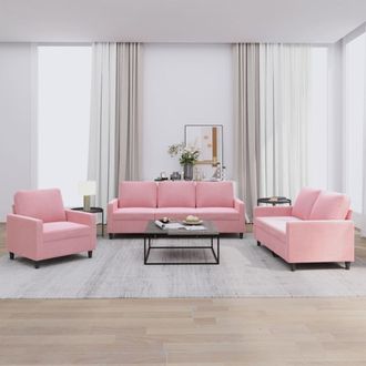 vidaXL Juego De Sof&aacute;s Con Cojines 3 Piezas Terciopelo Rosa Vidaxl