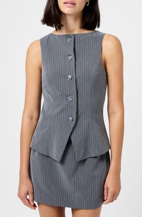 French Connection Minka Pinstripe Vest in Steel Haze-White at Nordstrom, Size 12