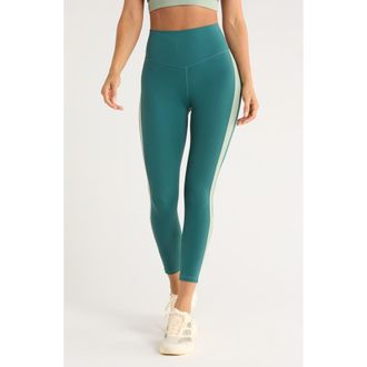 Zella Studio Luxe Colorblock High Waist 7/8 Leggings in Teal Atlantic- Green at Nordstrom Rack, Size Large
