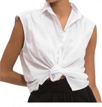 Cali Dreaming Daisy Sleeveless Shirt In White