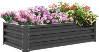 OUTSUNNY Raised Garden Bed Elevated Planter Box for Flowers Light Grey | TJ Hughes